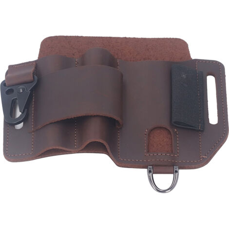 Multifunktionale Gürteltasche aus Leder für EDC-Werkzeuge, professioneller Alltagsorganizer – Geschenkidee für Männer, braun