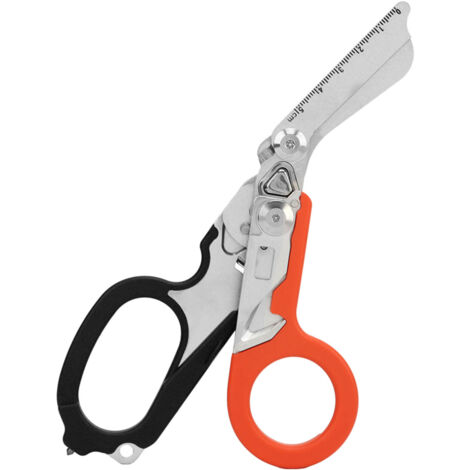 Multifunktionale, klappbare Edelstahlschere für Notfälle und Camping – Schwarz und Orange