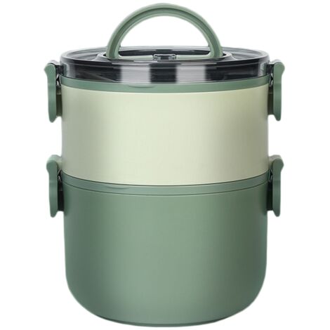 Multifunktionale Lunchbox mit Fächern  Mehrstufiges Design  Robustes PP  1000/1600 ml  Blau, Rot, Grün  11,5 x 14,5 & 18 x 14,5 cm  Sicherer Transport  1 Stück