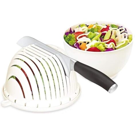 Multifunktionale Obst- und Gemüsesalatschüssel mit doppelwandigem, drehbarem Sieb, Küchenhelfer zur Zubereitung frischer Salate