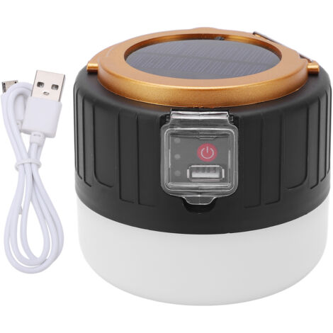 Multifunktionale Solar-LED-Campinglampe, für Zelt, Nachtmarkt, Notfälle, Schwarz und Gold