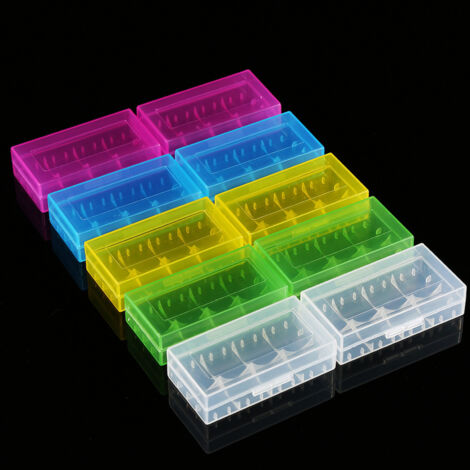 Multifunktionale, transparente Aufbewahrungsbox für 18650/18350-Akkus – 5 Farben – 10er-Pack