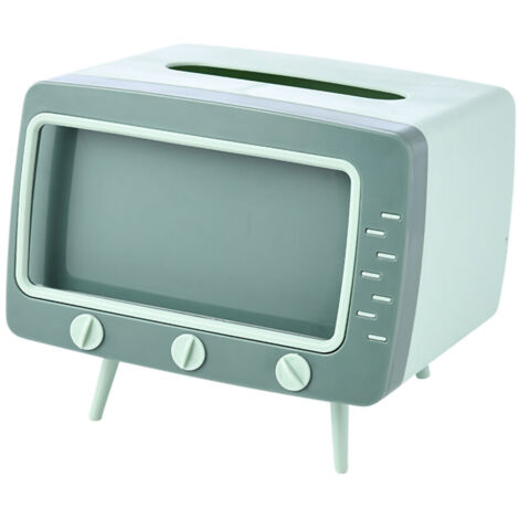 Multifunktionale TV-Aufbewahrungsbox für Taschentücher und Smartphone mit integrierter Handyhalterung [PP ABS] 18,5 cm grün