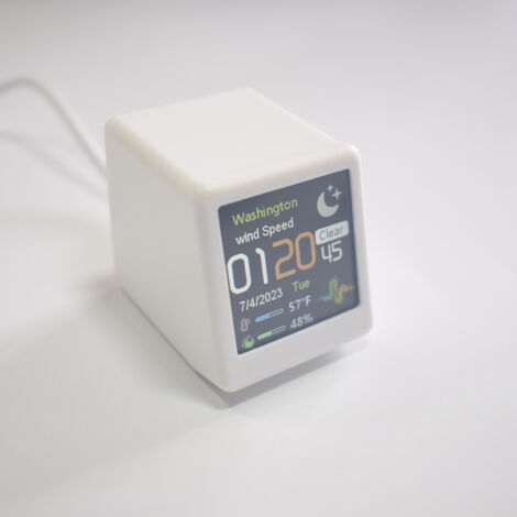 Multifunktionale WLAN-Tischuhr mit OLED-Farbdisplay, Wetterstation, drahtlosem Thermometer und Hygrometer für den Innen- und Außenbereich.
