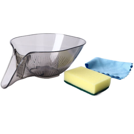 Multifunktionaler Acryl-Abtropfkorb für Obst und Gemüse, Schüssel mit Sieb, Trichter und Behälter, grau