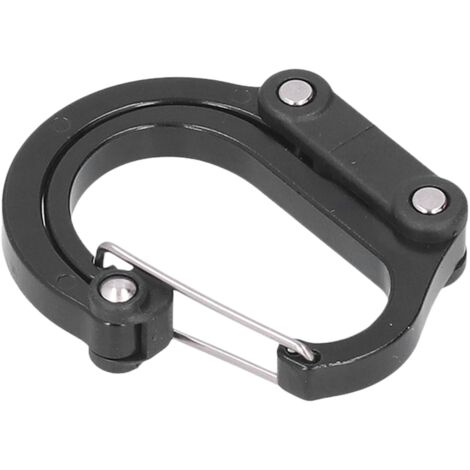 Multifunktionaler D-förmiger Karabiner aus Aluminiumlegierung für Wandern, Camping, Picknicks und Outdoor-Aktivitäten – Schwarz