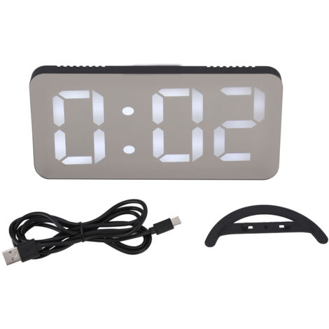 Multifunktionaler digitaler LED-Wecker mit 2 USB-Anschlüssen und automatischer Dimmfunktion für Schlafzimmer oder Büro TS-8201-HW