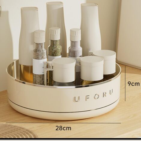 Multifunktionaler, drehbarer Tischorganizer für die Küche – Modell Crystal Label aus PET (28 x 9 cm) für Gewürze und Kosmetikartikel