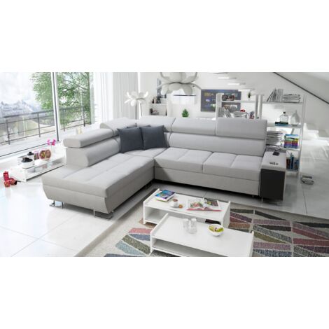 Multifunktionaler Eckschrank MORENA VII,  Uttario Velvet Hellgrau Links