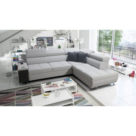 Multifunktionaler Eckschrank MORENA VII,  Uttario Velvet Hellgrau Rechts