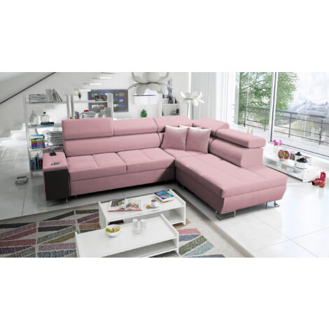 Multifunktionaler Eckschrank MORENA VII,  Uttario Velvet Rosa Rechts