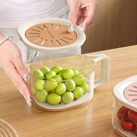 Multifunktionaler Gemüse- und Obstkorb – 2-in-1 Teleskop-Abtropfkorb mit Deckel, Braun, 1 Stück-lsw