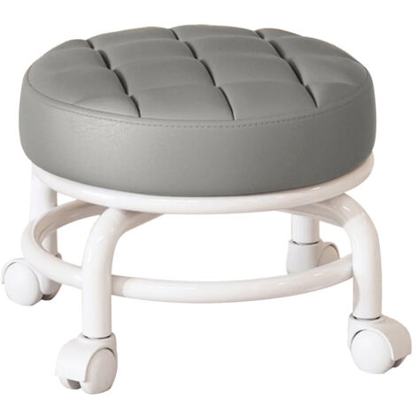 Multifunktionaler Hocker mit Rollen – JINFGERNE – Rollhocker, ideal für Zuhause, Büro, Garage oder Werkstatt – Kompakt und elegant in Grau