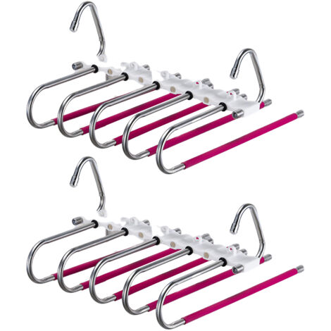 Multifunktionaler Hosenhalter aus Edelstahl und ABS [5 und 9 Ebenen, 42x33cm] - 2 Stück (silber, rot, grün, lila, schwarz)