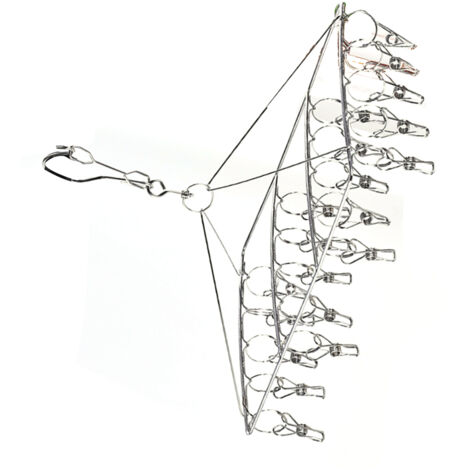 Multifunktionaler Kleiderbügel aus Edelstahl mit Clips für Unterwäsche, Socken, Masken – quadratisches Modell mit 20 drehbaren Clips