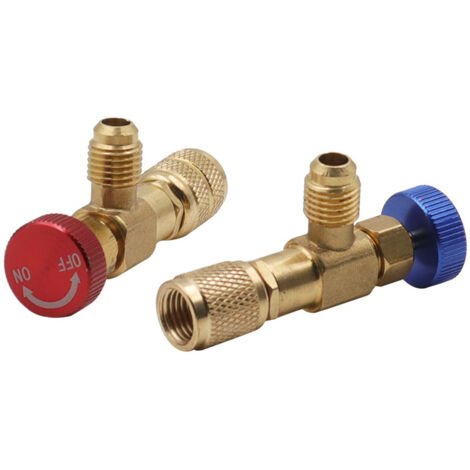 Multifunktionaler Klimaanlagen-Füllventiladapter, 1/4" – 5/16", R410/R22, Messingventil, rot, 1 Stück