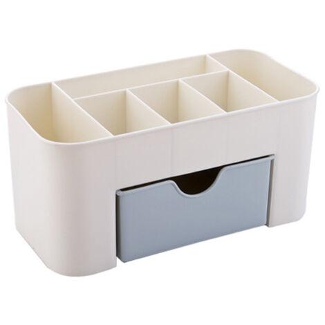 Multifunktionaler Kosmetik-Organizer aus PP mit Fächern und Schublade, blau, tragbares Modell 20 x 10 cm, 6 Fächer für Kosmetik und Accessoires