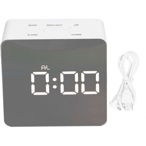 Multifunktionaler LED-Spiegelwecker mit Temperaturanzeige - JINFGERNE - Schlummerfunktion und USB-Stromversorgung - Ideal für Schlafzimmer, Büro und Wohnzimmer