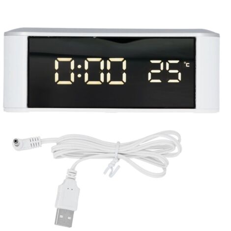 Multifunktionaler LED-Wecker für Zuhause, Touchscreen, Wecker für den Innenbereich, Temperaturanzeige, Thermometer mit USB-Kabel