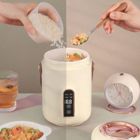 Multifunktionaler Mini-Elektrotopf, Schnellkochfunktion, isoliert, tragbar für Zuhause oder Büro, weiß, 700 g, inklusive Messbecher und Löffel