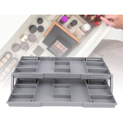 Multifunktionaler, modularer Schubladenorganizer mit verschiedenen Behältern, ABS, 2 Ebenen, tragbar, für Kosmetik und Schmuck