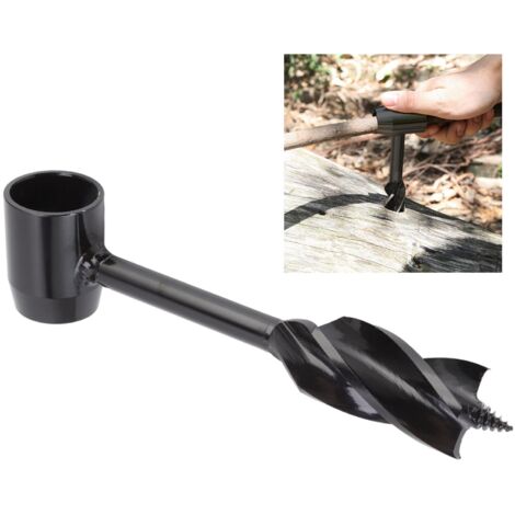 Multifunktionaler Outdoor-Überlebensbohrer aus Edelstahl mit schwarzer Tragetasche – Bohren, Holzbearbeitung, Spitzschlüssel (235 g)