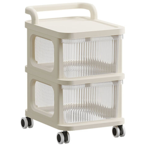 Multifunktionaler Rollwagen mit transparenter Schublade – 2 Ebenen, mobiler Organizer für Küche, Büro oder Schlafzimmer