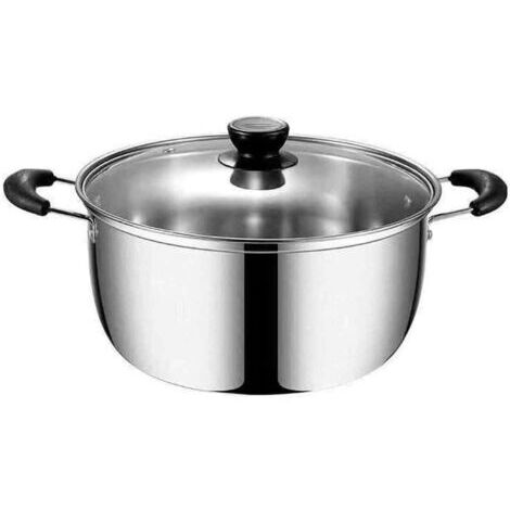 Multifunktionaler Schongarer aus Edelstahl mit Glasdeckel – ideal für die Zubereitung von Suppen und Eintöpfen, langlebig, geeignet für Gas- und Induktionsherde, leicht zu reinigen und ein perfektes G