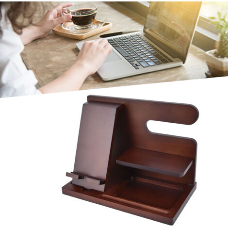 Multifunktionaler Schreibtisch-Organizer für Handy mit Retro-Halterung aus Kiefernholz für Brille und Schlüssel