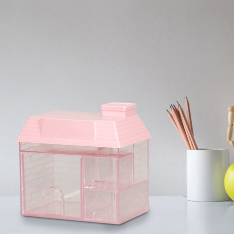 Multifunktionaler Schreibtisch-Organizer mit Fächern im Wohnstil, transparenter Organizer mit Fächern für Büro, Zuhause, Studentenwohnheim, rosa