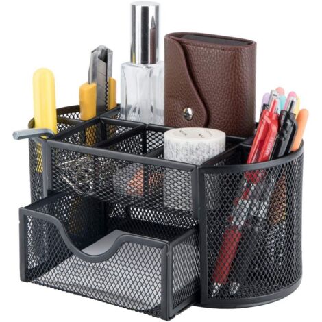 Multifunktionaler Schreibtischorganizer aus schwarzem Metall mit Gewinde, Stiftehalter für Büromaterialien, geeignet für Büros und Schulen, 1 Stück
