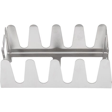 Multifunktionaler, tragbarer Grillständer aus Edelstahl für Rippchen, ideal für Grillabende im Freien, Camping und den Garten. Maße: 19,5 x 9,8 x 7,6 cm.