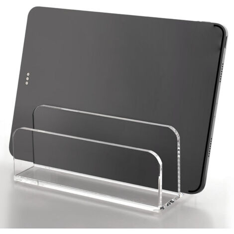 Multifunktionaler, transparenter Brieforganizer aus Acryl mit 2 Fächern und rutschfestem Boden – 17,5 x 7,5 x 9,5 cm – Schreibtisch-Organizer für Post und Dokumente