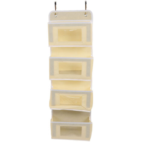 Multifunktionaler Türhänger aus strapazierfähigem Stoff mit 4 Fächern und Haken, platzsparend für den Kleiderschrank (Farbe: Khaki)