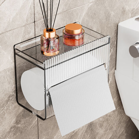 Multifunktionaler, wandmontierter, wasserdichter Toilettenpapierspender aus Acryl, 13,5 cm, Grau, 1 Stück