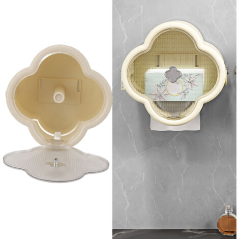 Multifunktionaler, wasserdichter Wand-Toilettenpapierspender (PP+PET) mit Haken und Rollenhalter