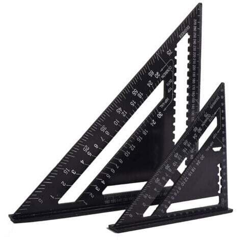 Multifunktionaler Zimmermannswinkel 18 cm und 30 cm, Dreiecklineal aus Aluminium, Winkelmesser, Markierungslehre, Winkel 45° und 90° / Zimmermannswerkzeug / Markierungs- und Führungswerkzeug für die H