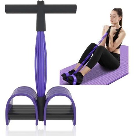 Multifunktionales 6-Rohr-Fitness-Widerstandsband mit Pedalen und elastischem Seil, geeignet für Zuhause, Fitnessstudio und Büro