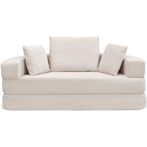 Multifunktionales freistehendes Klappsofabett (Boneless Couch) – Ovales Bett mit Kissen, modulares Sofa, Cordstoff-Bezug (173 x 176 cm), geeignet für Apartments, Wohnzimmer, Schlafzimmer