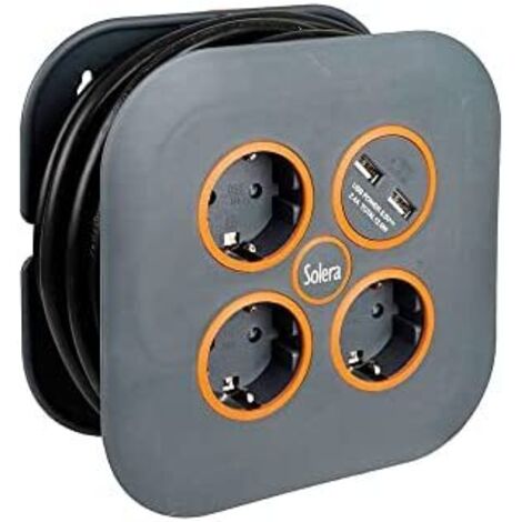 Multifunktionales Kabelrollgerät grau 5 Meter