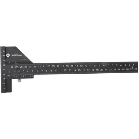 Multifunktionales Lineal aus Aluminiumlegierung für Holzbearbeitung, Messwerkzeug und schwarze T-Markierung.