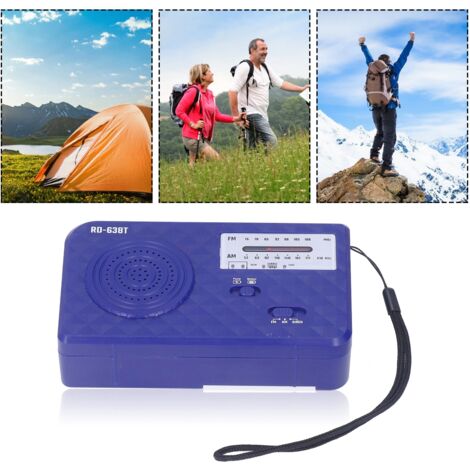 [Multifunktionales Solarradio] 280 g leichte ABS-Taschenlampe, USB-/Handladefunktion, blaues Solar-Notfallsignal für Camping, 90 dB FM 87,5–108 MHz, AM 522–1710 kHz, inklusive 500-mAh-Lithium-Akku