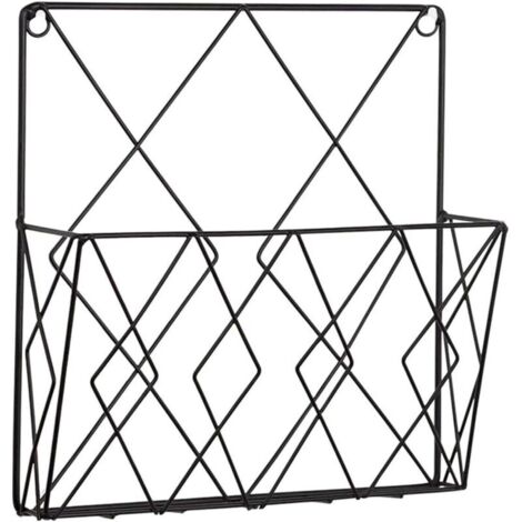 Multifunktionales, wandmontiertes Zeitschriftenregal aus Metall zur Aufbewahrung von Zeitschriften oder Zeitungen (schwarz)