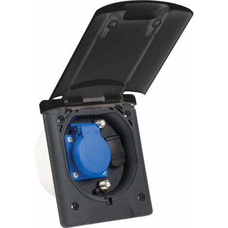 Multifunktions-Einbausteckdose schwarz 230V/16A IP44