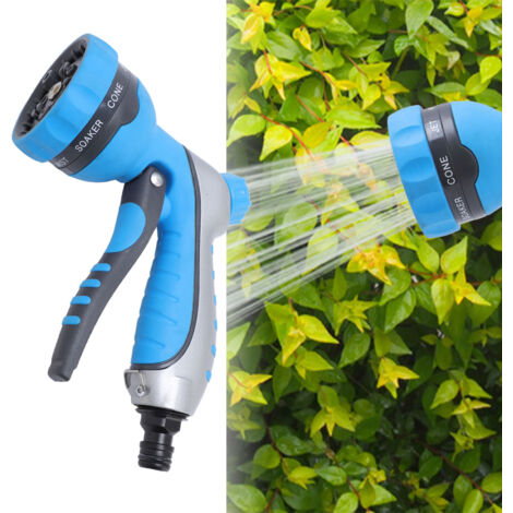 Multifunktions-Gartenschlauch mit 8-fach verstellbarer Düse, Hochdrucksprühfunktion, aus ABS/Zink, 330 g für den Garten