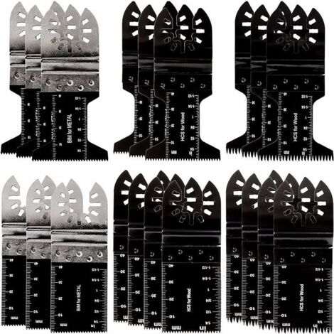 Multifunktions-Oszillationssägeblatt – 6 verschiedene Hochleistungs-Oszillationssägeblätter – Schnellwechselsystem, universell passend – für Metall, Holz, Kunststoff, MDF und mehr – 20er-Packung