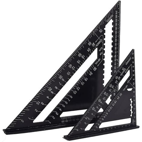 Multifunktions-Zimmermannswinkel 18 cm und 30 cm, Metall-Aluminium-Dreieckslineal, Winkellehre, Winkelmesser, Winkel 45 90 Grad/Zimmermannswerkzeuge/Holzauto