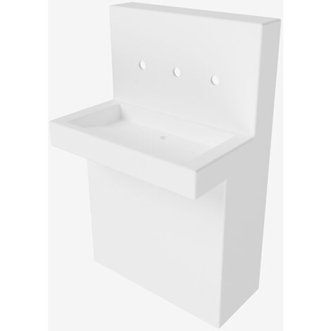 Multifunktionskonsole mit integriertem Schiebewaschbecken aus SOLID SURFACE, weiß mattiert - Idral