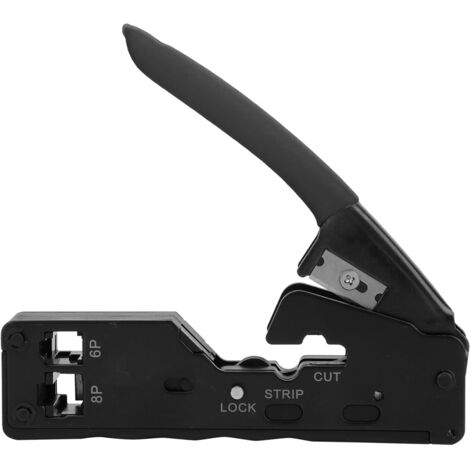 Multifunktionswerkzeug für RJ45 6P8C Netzwerkkabel mit Drahtschneider und Abisolierzange – Schwarz