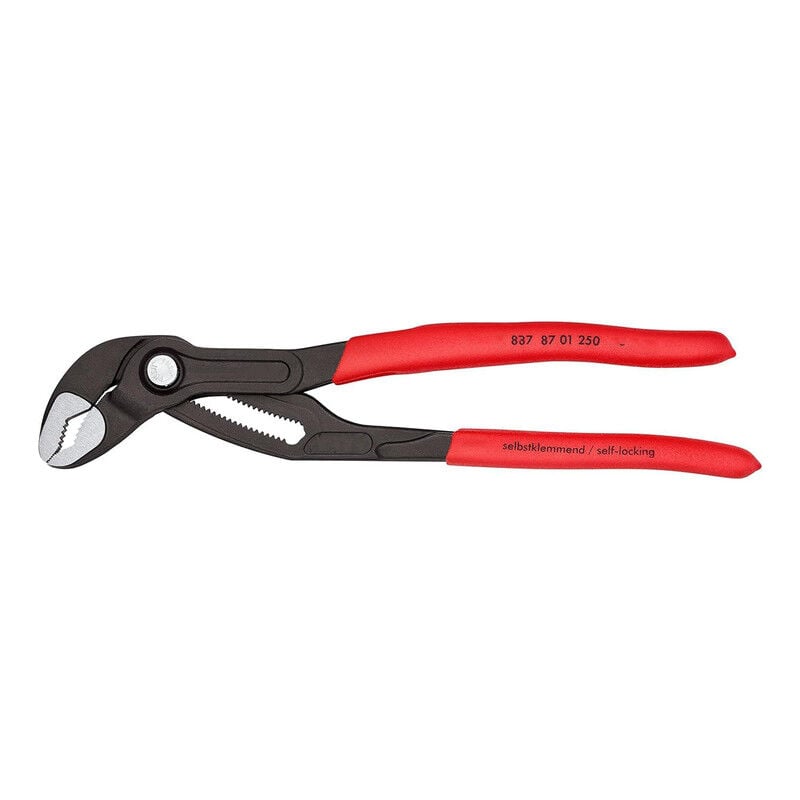 Multigrip pliers, 250 mm, nuts up to 46 mm, pipes up to 50 mm, fine adjustment via push button, self-locking, clamping